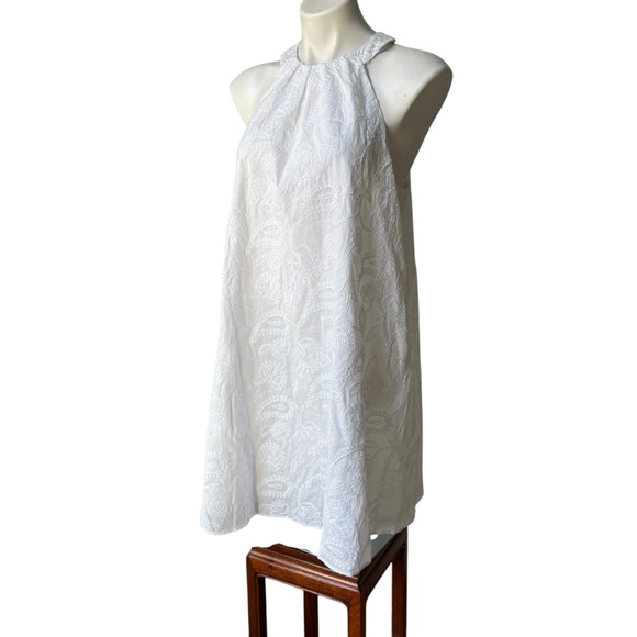 NWT, Loft White Embroidered Halter Swing Dress, Sz M - Picture 6 of 16